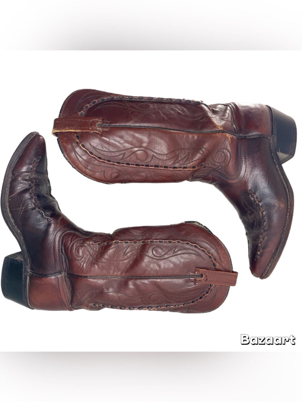 Vintage Acme 1970s-80s Burgundy/Oxblood Acme Bucklace Western Cowboy Boots - Picture 3 of 14